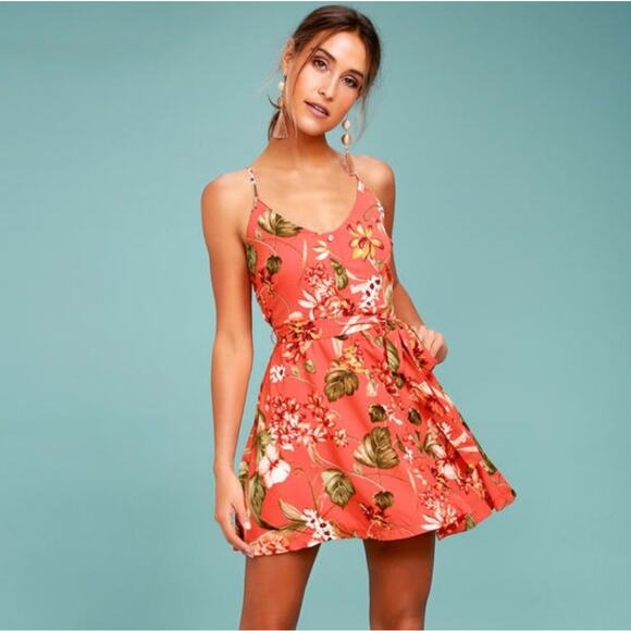 LULUS Floral Ditsy Print Mini Dress Spaghetti Straps Summer Sundress | Small - Picture 2 of 12